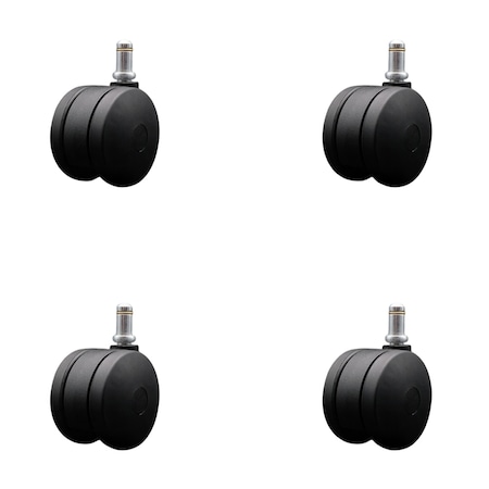 Service Caster 3'' Office Chair Casters Nylon Twin Wheel 7/16'' Grip Ring Stem , 4PK SCC-UHGR02S75-NYS-716-4